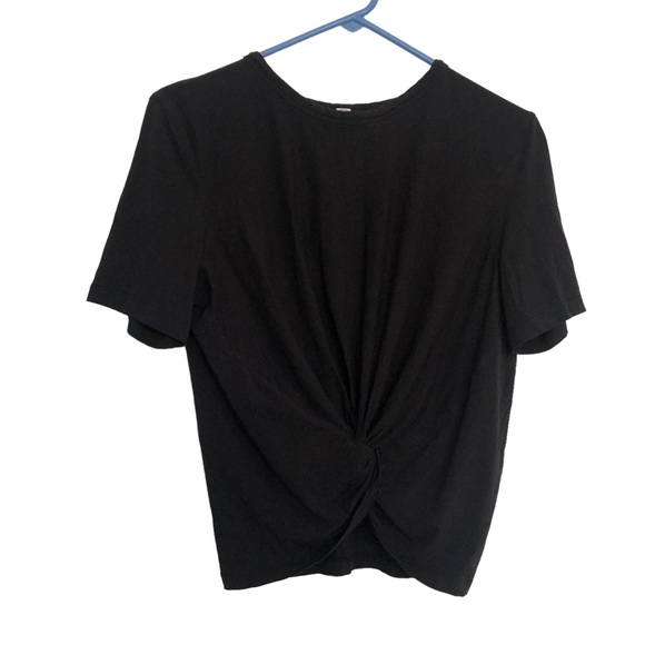 Lululemon Crescent Black Short Sleeve Top Tee Shirt Front Knot Womens Size 6 - Picture 1 of 3